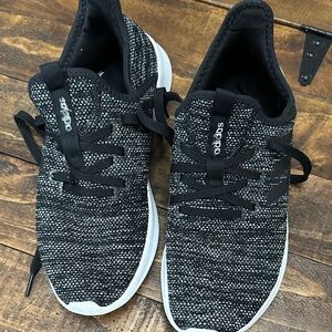 Adidas Black and White Knit Lace-Up Shoes